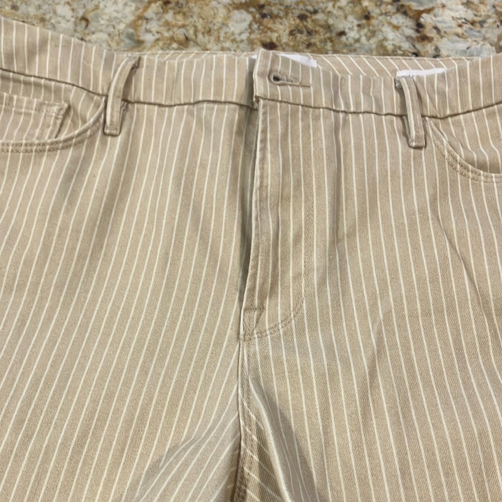Frame Denim Beige and White Striped Pants